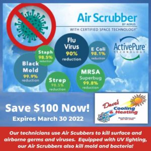 100 Dollars Off Air Scrubber Cleaning with Dave's Cooling and Heating 